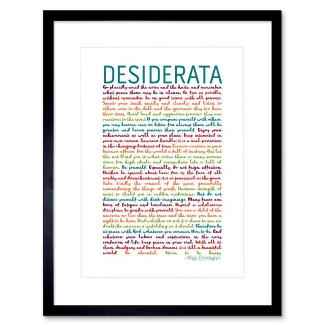 "Artery8 Desiderata Poem Rainbow Words Ehrmann 12x16"" Framed Art Print - Size: W12"" x H16""" - image 1