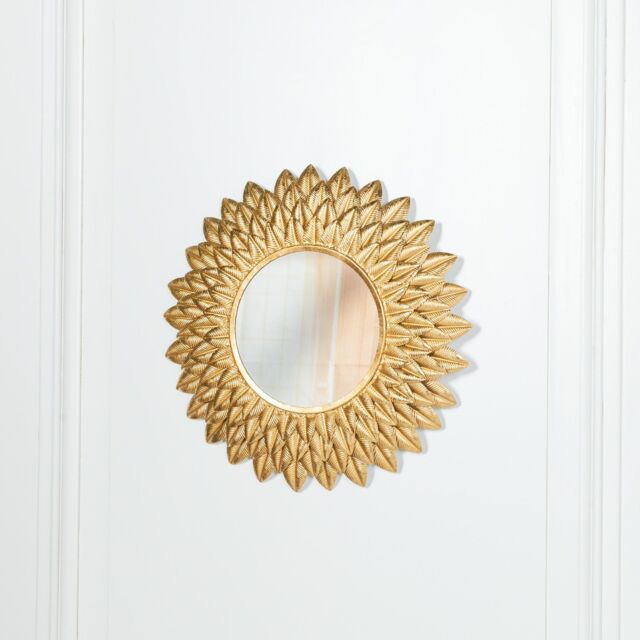 Glasstone Round 48cm Sunflower Metal Wall Mirror in Gold - image 1