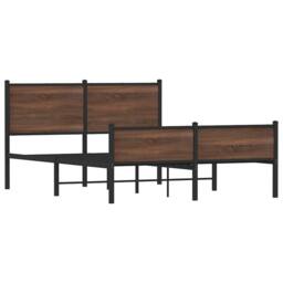 Berkfield Home Metal Bed Frame without Mattress Brown Oak 140x190 cm - thumbnail 3