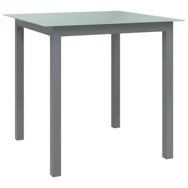 Berkfield Home Garden Table Light Grey 80x80x74 cm Aluminium & Glass - Size: 80 x 80 x 74 cm - image 1