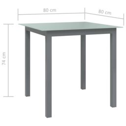 Berkfield Home Garden Table Light Grey 80x80x74 cm Aluminium & Glass - Size: 80 x 80 x 74 cm - thumbnail 5