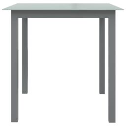 Berkfield Home Garden Table Light Grey 80x80x74 cm Aluminium & Glass - Size: 80 x 80 x 74 cm - thumbnail 2