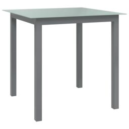 Berkfield Home Garden Table Light Grey 80x80x74 cm Aluminium & Glass - Size: 80 x 80 x 74 cm - thumbnail 1