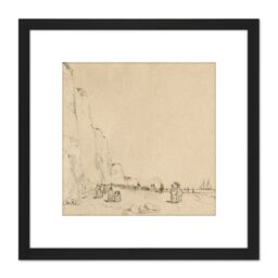 Artery8 Bonington Ramsgate Looking Toward Broadstairs 1824 Painting 8X8 Inch Square Wooden Framed Wall Art Print Picture with Mount in Black - thumbnail 1