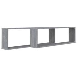 Berkfield Home Wall Cube Shelves 2 pcs Grey Sonoma 100x15x30 cm Engineered Wood - Size: 100 x 15 x 30 cm - thumbnail 3