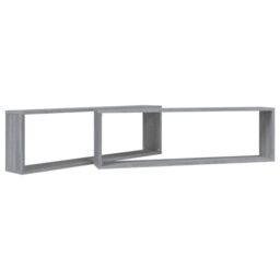 Berkfield Home Wall Cube Shelves 2 pcs Grey Sonoma 100x15x30 cm Engineered Wood - Size: 100 x 15 x 30 cm - thumbnail 4