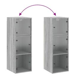 Berkfield Home Wall Cabinet with Glass Doors Grey Sonoma 35x37x100 cm - Size: 35 x 37 x 100 cm - thumbnail 9