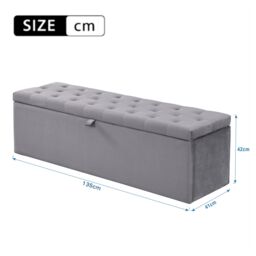 Matteo Luxurious Upholstered Double Bed with Bench & Hydraulic Lever in Grey - thumbnail 9