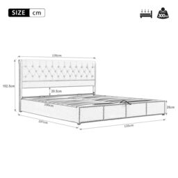 Matteo Luxurious Upholstered Double Bed with Bench & Hydraulic Lever in Grey - thumbnail 4