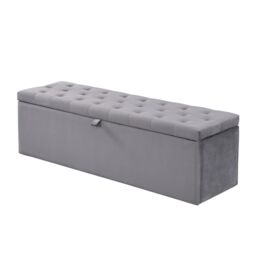 Matteo Luxurious Upholstered Double Bed with Bench & Hydraulic Lever in Grey - thumbnail 6