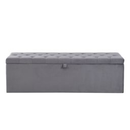 Matteo Luxurious Upholstered Double Bed with Bench & Hydraulic Lever in Grey - thumbnail 5