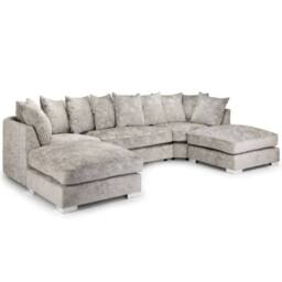 SNUG FURNITURE BIRMINGHAM LTD London U Shape Silver Scatterback Corner Sofa - Size: 6 Person - thumbnail 1