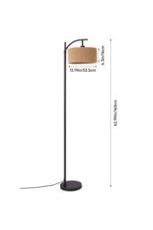 Living and Home Vintage Rattan Lampshade Floor Lamp in Black - thumbnail 5