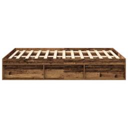 Berkfield Home Bed Frame without Mattress Old Wood 140x190cm Engineered Wood in Brown - Size: 140x190 cm - thumbnail 6