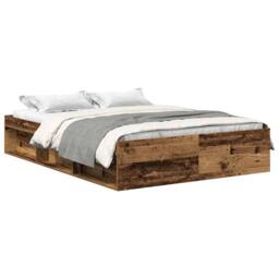 Berkfield Home Bed Frame without Mattress Old Wood 140x190cm Engineered Wood in Brown - Size: 140x190 cm - thumbnail 1