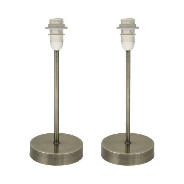 First Choice Lighting Set of 2 Antique Brass Stick Table Lamps Base Only in Bronze - image 1