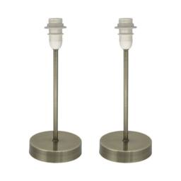 First Choice Lighting Set of 2 Antique Brass Stick Table Lamps Base Only in Bronze