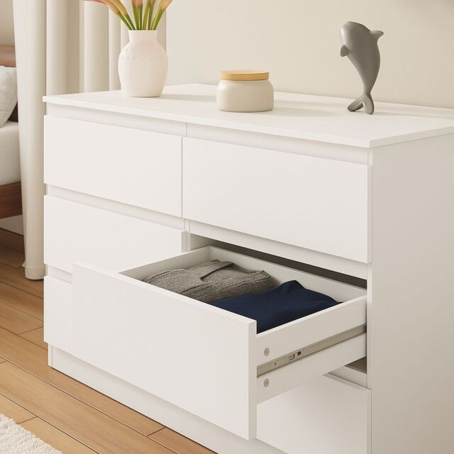 SquareBoxx Fairfield Matt Minimalist Chest of Draws 6 Draw in White - image 1