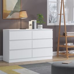 SquareBoxx Fairfield Matt Minimalist Chest of Draws 6 Draw in White - thumbnail 4