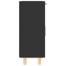Berkfield Home Sideboard Black 60x30x75 cm Solid Wood Pine & Natural Rattan - Size: 60 x 30 x 75 cm - thumbnail 6