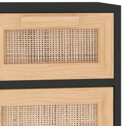 Berkfield Home Sideboard Black 60x30x75 cm Solid Wood Pine & Natural Rattan - Size: 60 x 30 x 75 cm - thumbnail 7
