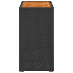 Berkfield Home Garden Side Table with Wooden Top Black 60x40x75 cm Poly Rattan - Size: 60 x 40 x 75 cm - thumbnail 5