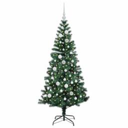 Berkfield Home Elegant Artificial Pre-lit Christmas Tree Green 150 cm PVC & Metal - thumbnail 1
