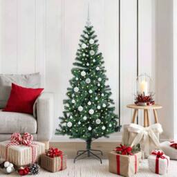 Berkfield Home Elegant Artificial Pre-lit Christmas Tree Green 150 cm PVC & Metal - thumbnail 2