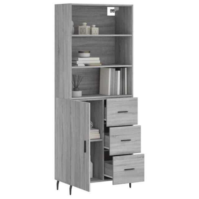 Berkfield Home Highboard Grey Sonoma 69.5x34x180 cm Engineered Wood - image 1