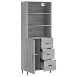 Berkfield Home Highboard Grey Sonoma 69.5x34x180 cm Engineered Wood - thumbnail 4