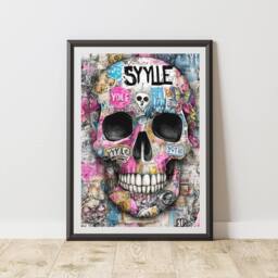 60 SECOND MAKEOVER Skull Graffiti Print Urban Street Art Poster Junk Journal - Size: A4 - thumbnail 1