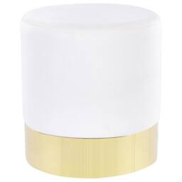 Wyld and Coco Velvet Round Footstool White with Gold Trim - thumbnail 2