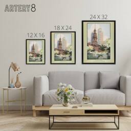 "Artery8 St Pauls Chapel Cityscape Rachael R Elmer Framed Canvas Wall Art Print in Green - Size: W12"" x H16""" - thumbnail 4
