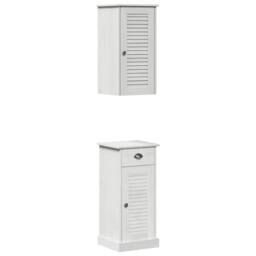 Berkfield Home Bathroom Furniture Set 2 pcs Brown & White 37 x 34 x 80 cm - thumbnail 1