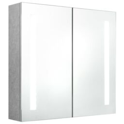 Berkfield Home LED Bathroom Mirror Cabinet Concrete Grey 62x14x60 cm - Size: 62 x 14 x 60 cm - thumbnail 2