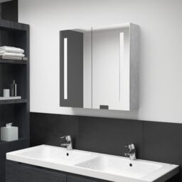 Berkfield Home LED Bathroom Mirror Cabinet Concrete Grey 62x14x60 cm - Size: 62 x 14 x 60 cm - thumbnail 1