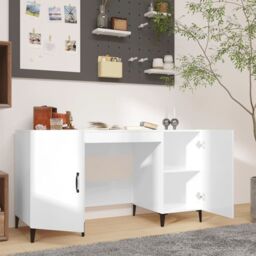 Berkfield Home Desk High Gloss White 140x50x75 cm Engineered Wood - Size: 140 x 50 x 75 cm - thumbnail 3