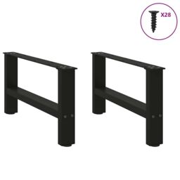 Berkfield Home Coffee Table Legs Black 2 pcs 70x(30-31) cm Steel - thumbnail 4