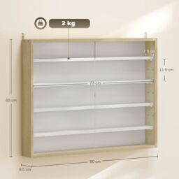 HOMCOM 5-Tier Wall Display Shelf Unit Cabinet w/ Shelves Glass Doors in Light Brown - Size: Small - thumbnail 3