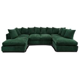 Bliss Furniture Jumbo Cord U Shaped Scatter Back Sofa in Green - Size: 6 Person - thumbnail 1