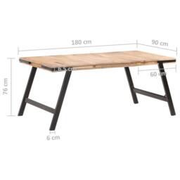 Berkfield Home Dining Table 180x90x76 cm Solid Mango Wood in Brown - Size: 180 x 90 x 76 cm - thumbnail 5