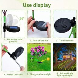 Obasyhig Pack of 4 Outdoor Landscape Solar Azalea Atmospheric LED Lights in Purple - thumbnail 4