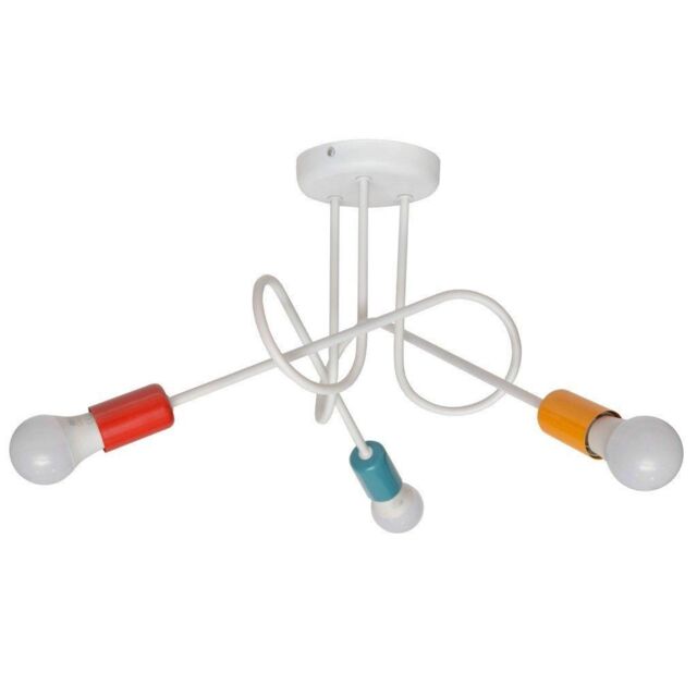 Netlighting Oxford Multi Arm Semi Flush Ceiling Light White Orange Red Turquoise 50cm
