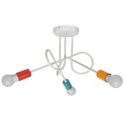 Netlighting Oxford Multi Arm Semi Flush Ceiling Light White Orange Red Turquoise 50cm