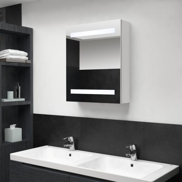 Berkfield Home LED Bathroom Mirror Cabinet Shining White 50x14x60 cm - Size: 50 x 14 x 60 cm - image 1
