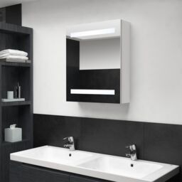 Berkfield Home LED Bathroom Mirror Cabinet Shining White 50x14x60 cm - Size: 50 x 14 x 60 cm