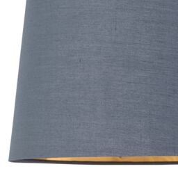 First Choice Lighting Tripod - Chrome Lamp with Grey & Gold Fabric Shade in Silver - thumbnail 6