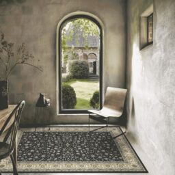 The Rug Shop UK Dark Blue Traditional Easy to clean Machine Made Border Floral Rug - Size: 160 cm x 230 cm - thumbnail 1