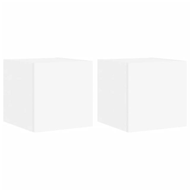 Berkfield Home TV Wall Cabinets with LED Lights 2 pcs White 30.5x35x30 cm - image 1