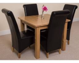 Thats Furniture Oslo 90 x 90 cm Oak Small Dining Table & 4 Montana Leather Chairs in Black - thumbnail 3